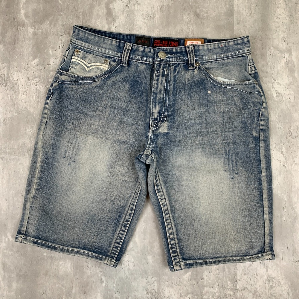 Vintage GS115 Jean Shorts Mens 38 Denim Distressed Baggy Grunge Skate Y2K